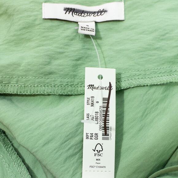 Madewell Green Cami Sleeveless Sweetheart A Line Slip Midi Dress Women Size 8 - Picture 10 of 11